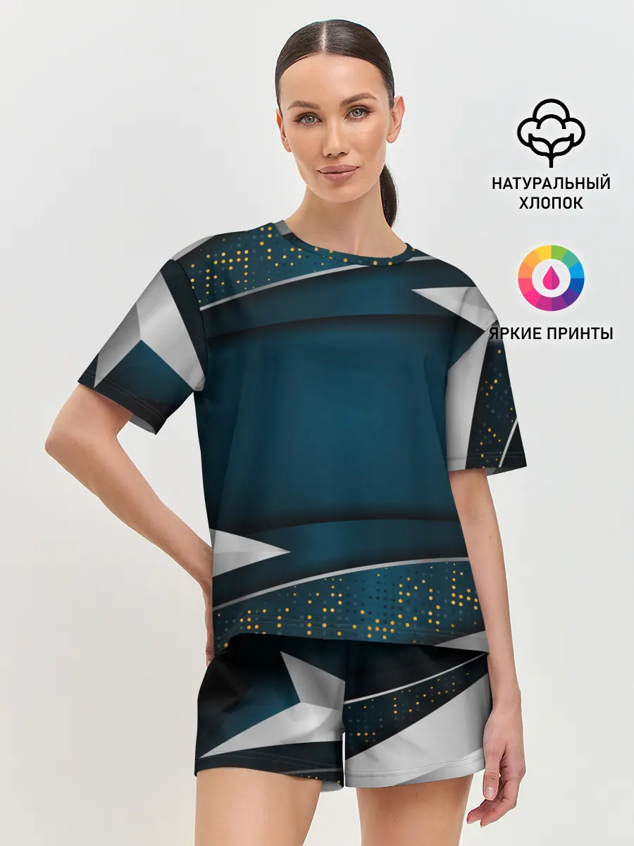 Женская пижама с шортами / 3D luxury sport style Золото