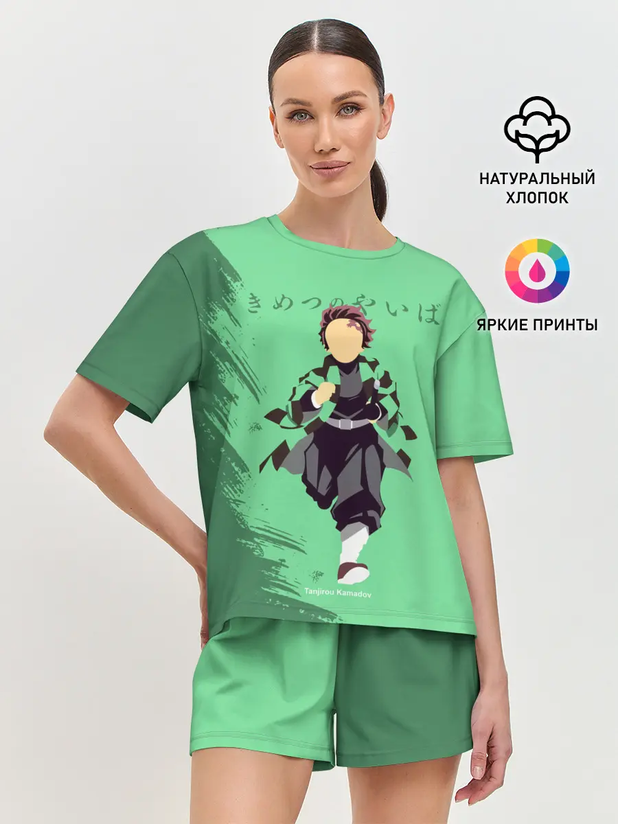 Женская пижама с шортами / Танджиро Камадо Kimetsu no Yaiba