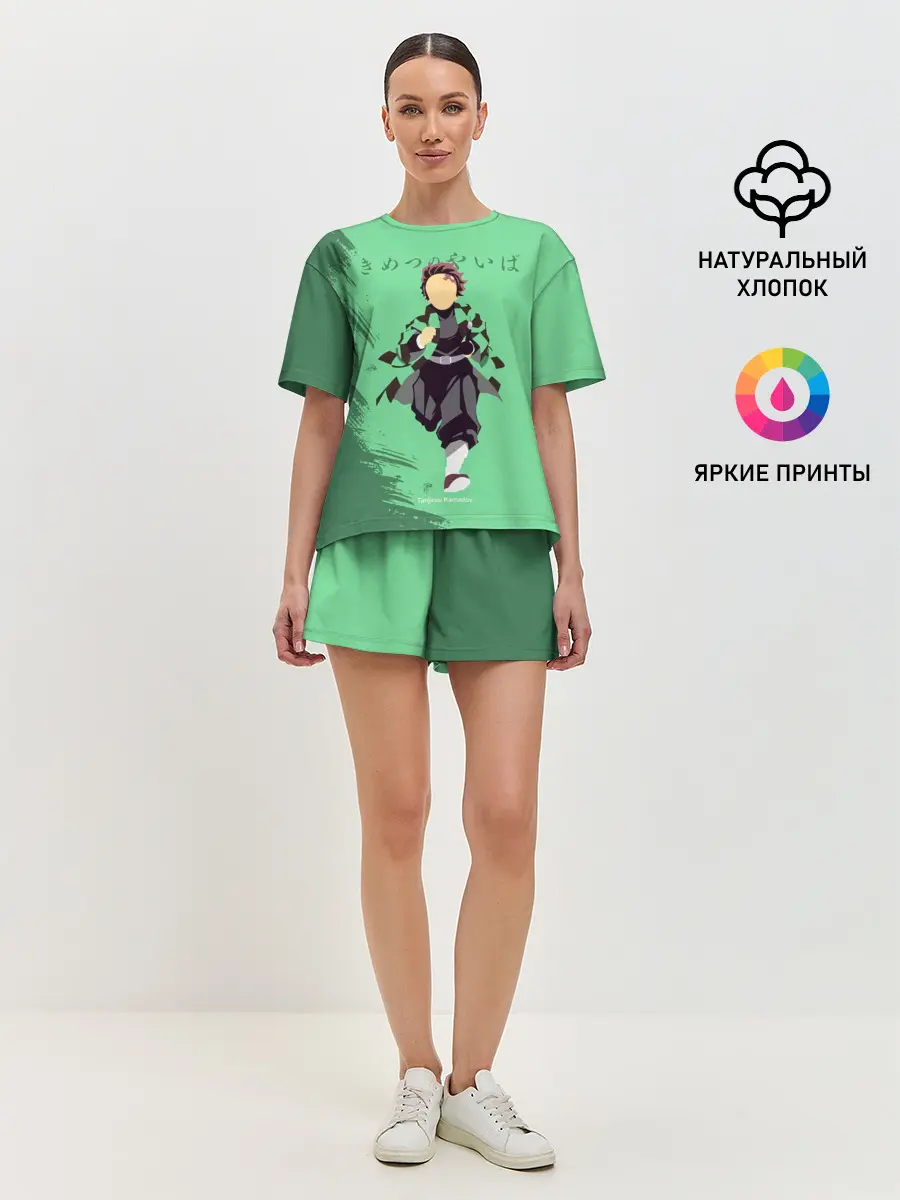 Женская пижама с шортами / Танджиро Камадо Kimetsu no Yaiba