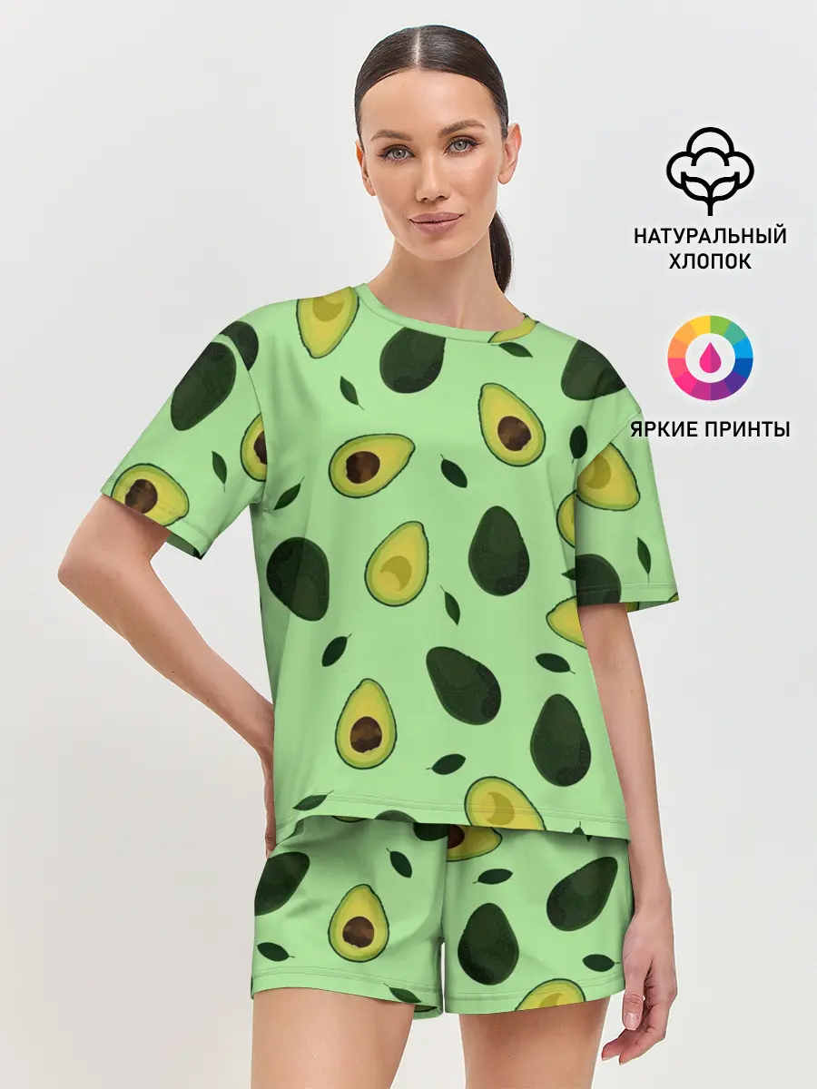Женская пижама с шортами / Авокадо