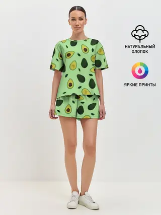 Женская пижама с шортами / Авокадо