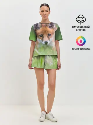 Женская пижама с шортами / Лисенок в засаде
