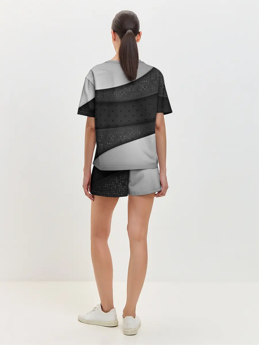 Женская пижама с шортами / 3D luxury style silver black