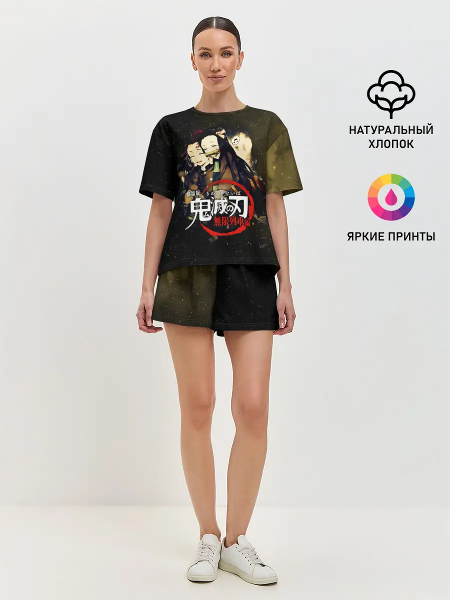 Женская пижама с шортами / Танджиро и Незуко Kimetsu no Yaiba