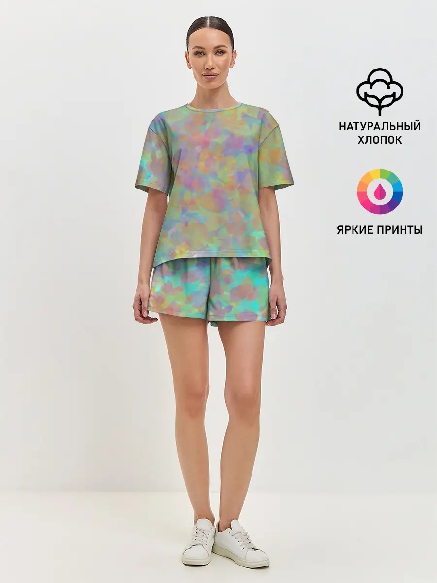 Женская пижама с шортами / Цветные лепестки