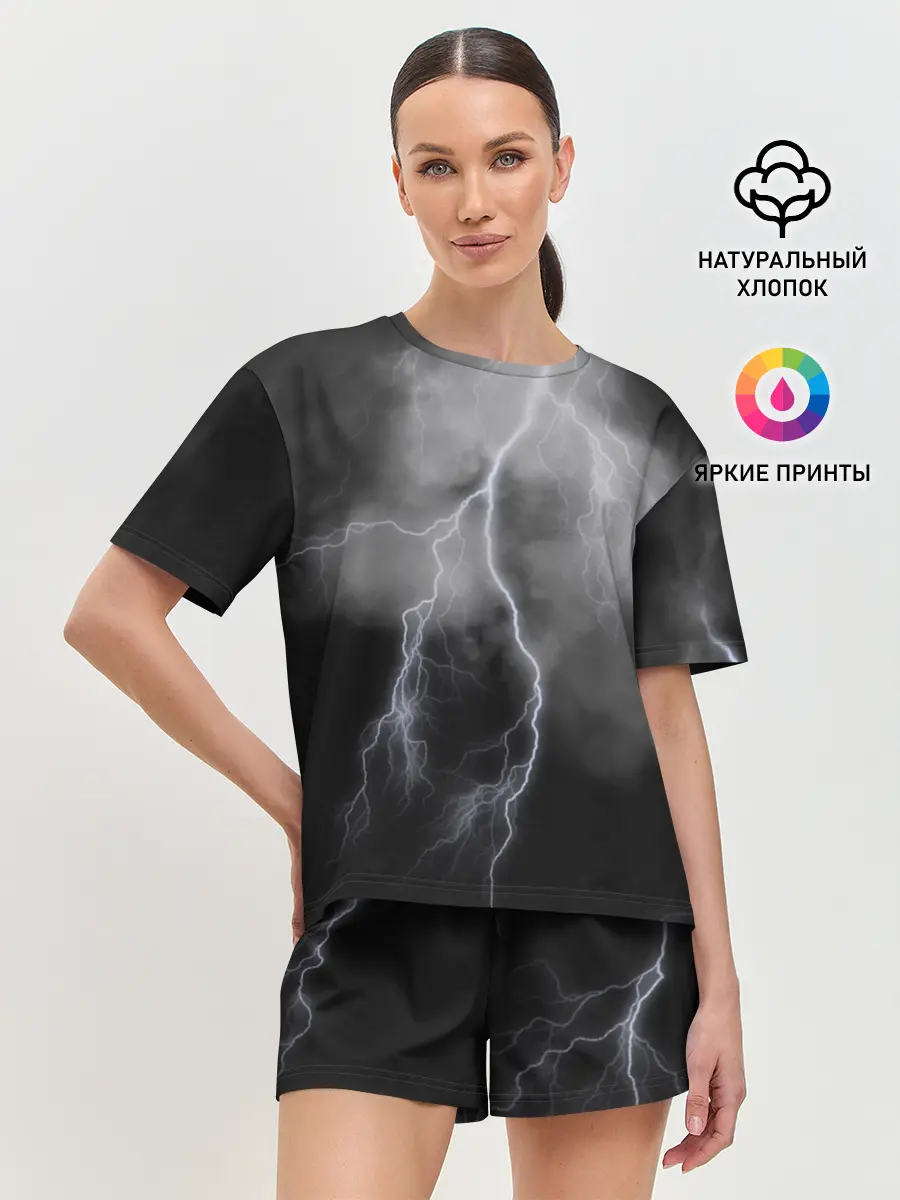 Женская пижама с шортами / гроза