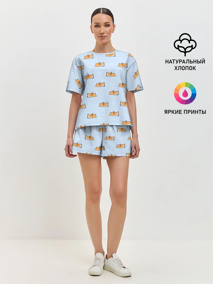 Женская пижама с шортами / Корги