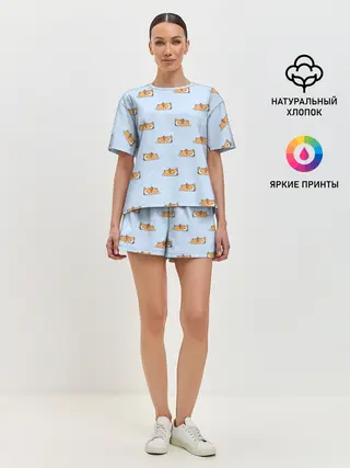 Женская пижама с шортами / Корги