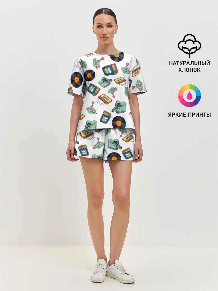 Женская пижама с шортами / Стиль 80х