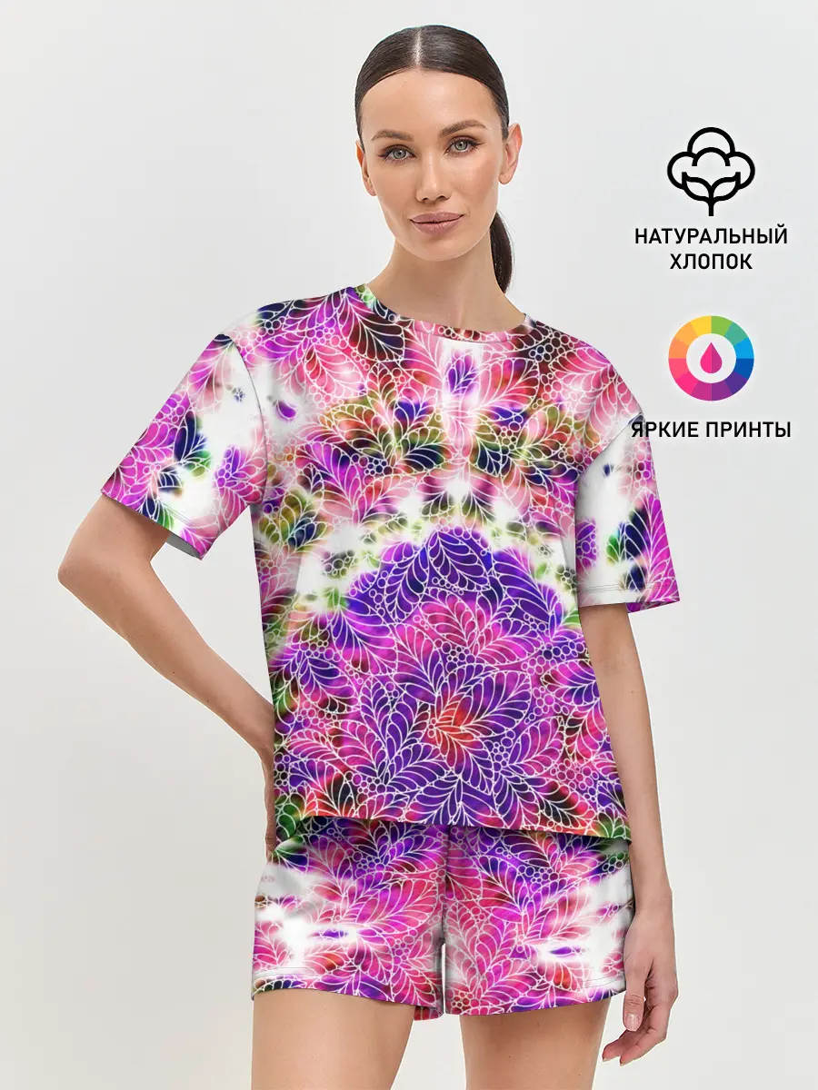 Женская пижама с шортами / Тай-дай