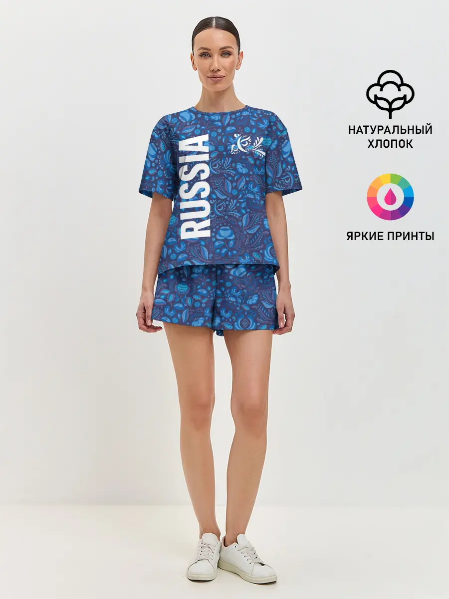 Женская пижама с шортами / ФОРМА СБОРНОЙ РОССИИ | ГЖЕЛЬ