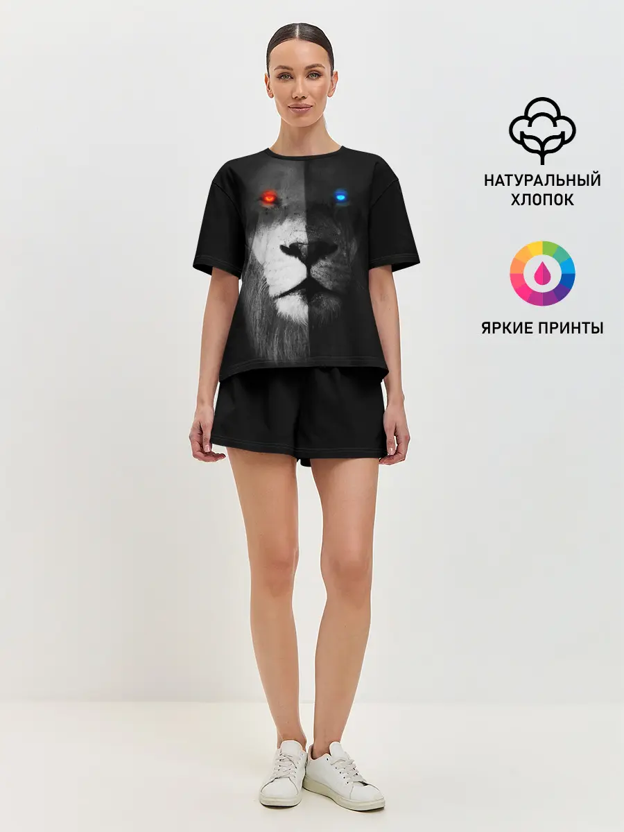 Женская пижама с шортами / ЛЕВ - НЕОНОВЫЕ ГЛАЗА