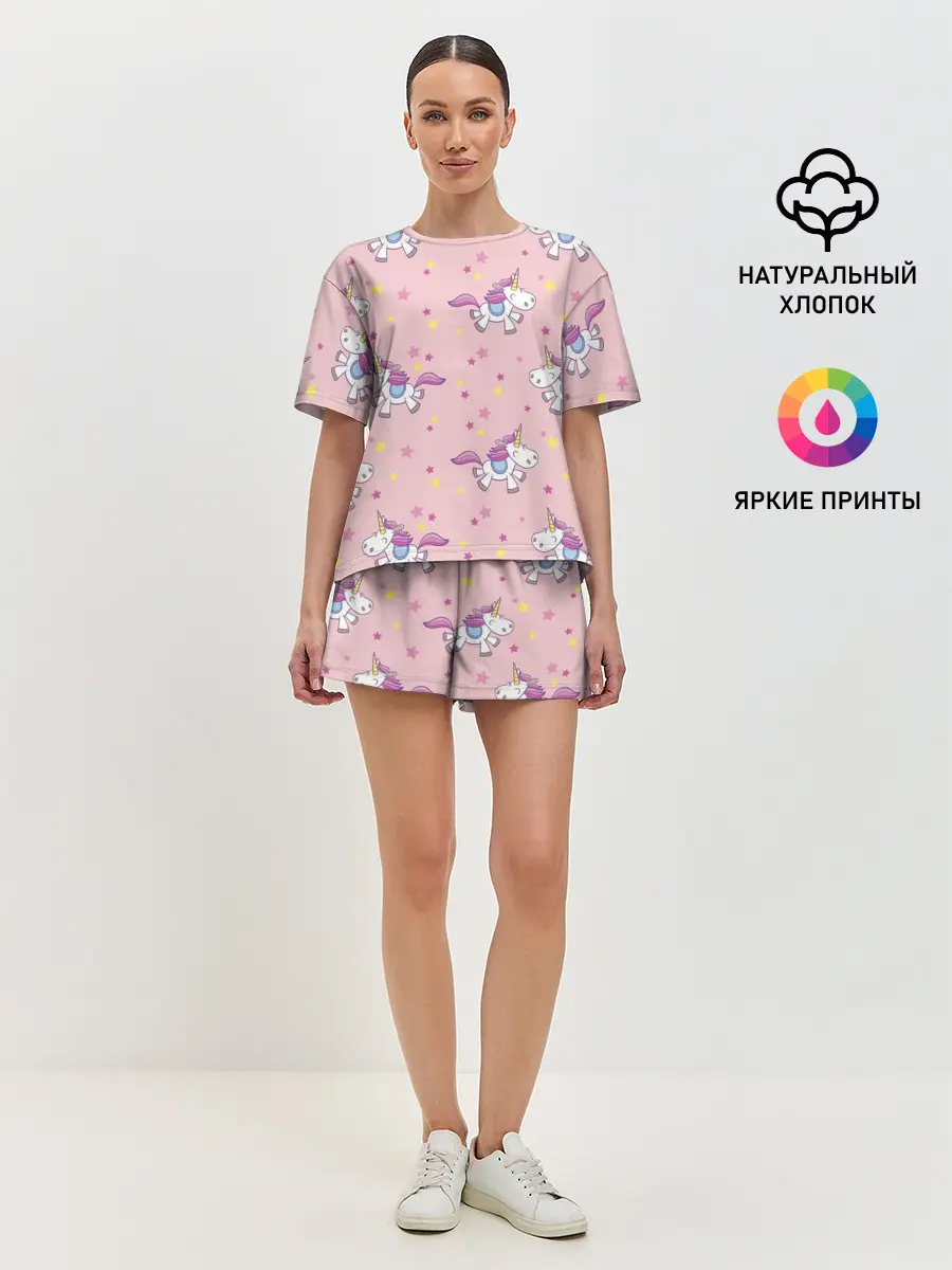 Женская пижама с шортами / Единороги | Звёздочки