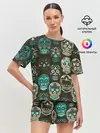 Женская пижама с шортами / Черепа с узорами