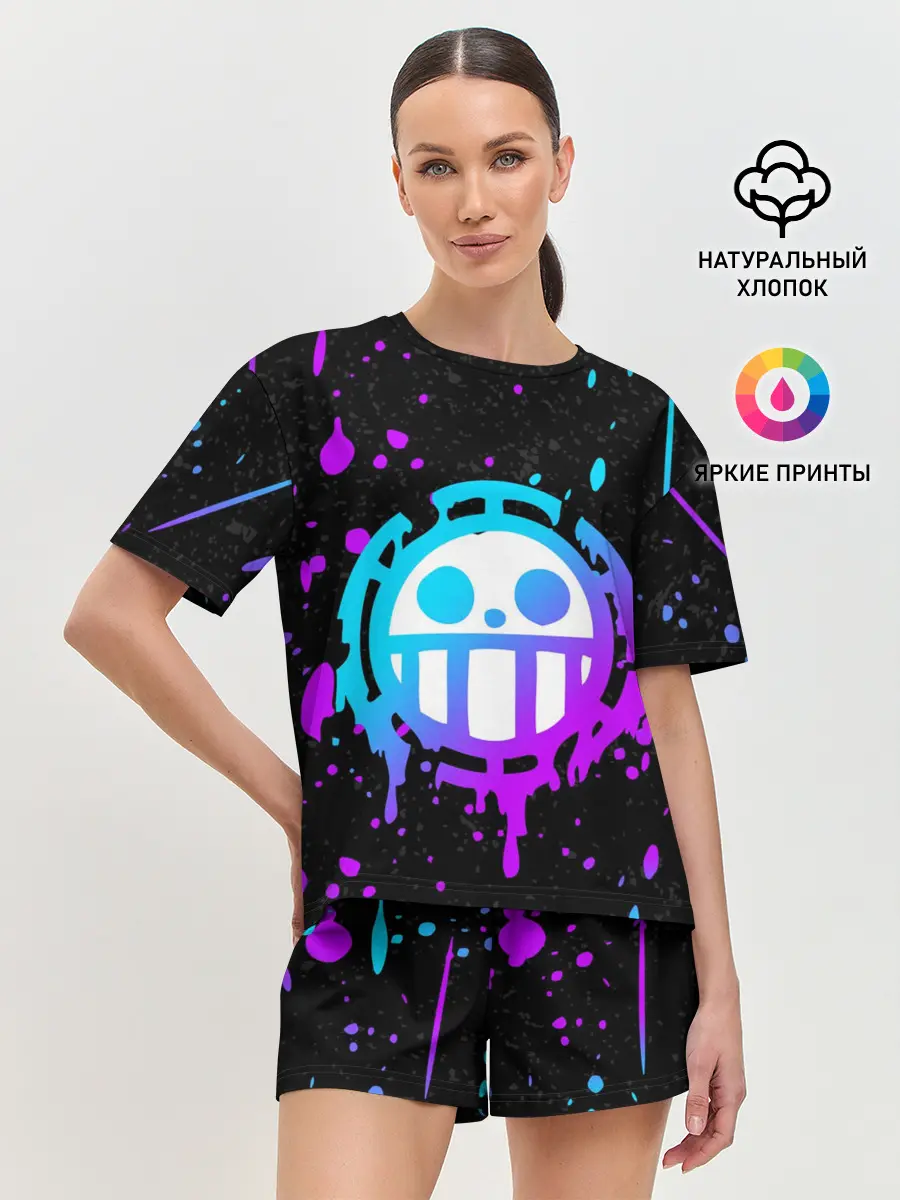 Женская пижама с шортами / ONE PIECE / ВАН ПИС / НЕОН
