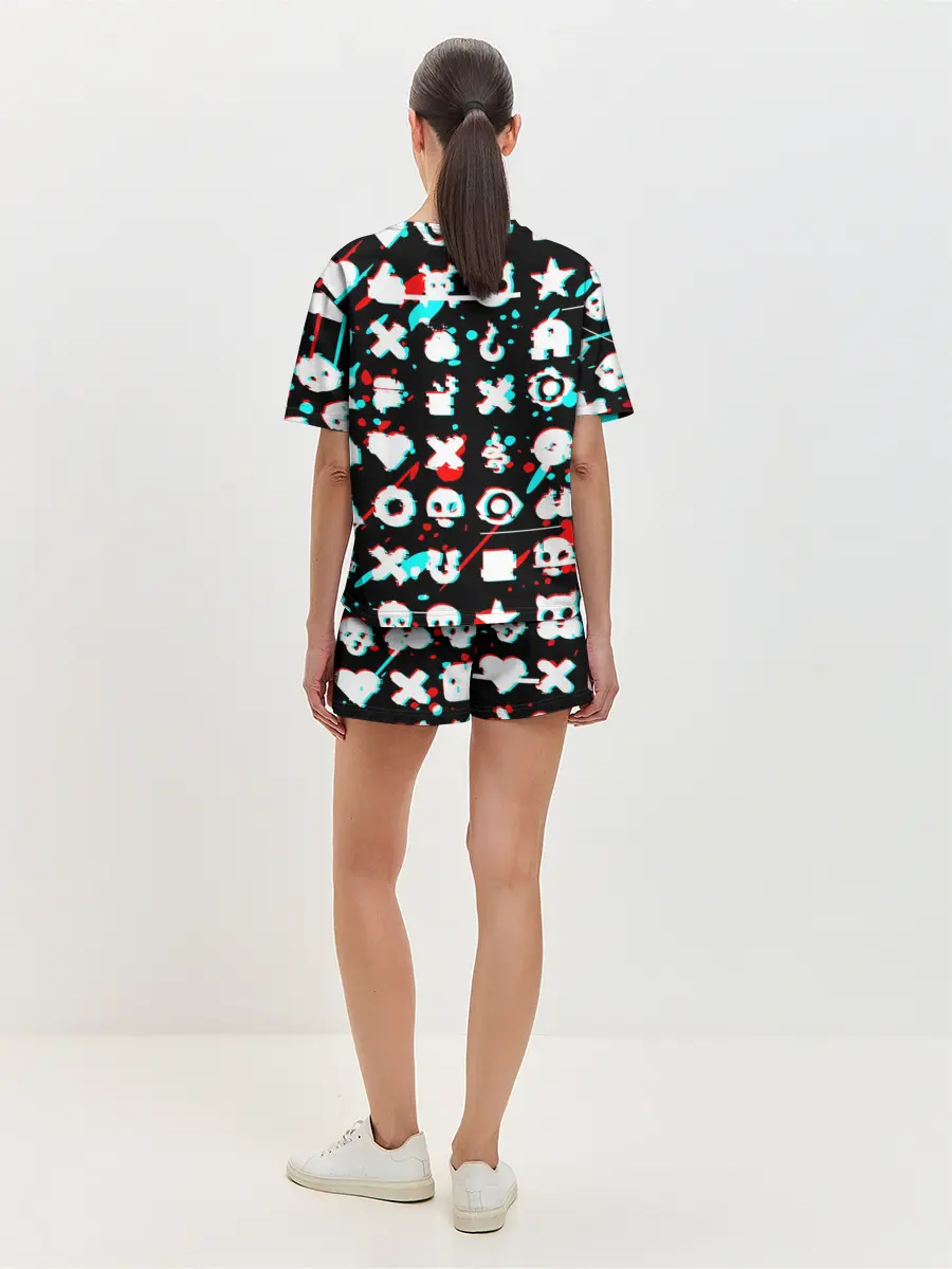 Женская пижама с шортами / ЛЮБОВЬ СМЕРТЬ И РОБОТЫ / ГЛИТЧ