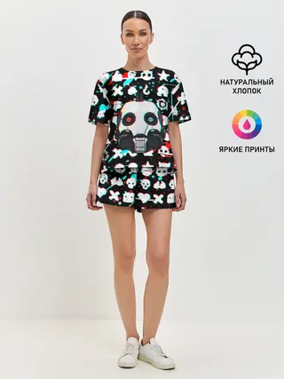 Женская пижама с шортами / ЛЮБОВЬ СМЕРТЬ И РОБОТЫ / ГЛИТЧ