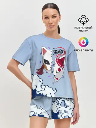 Женская пижама с шортами / Маски из Клинок, рассекающий демонов