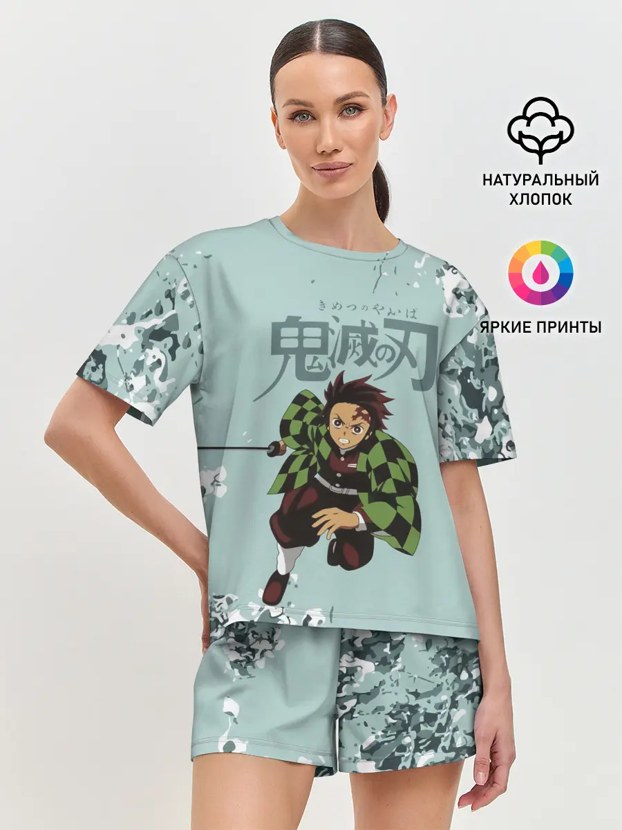 Женская пижама с шортами / Танджиро Камадо Kimetsu no Yaiba