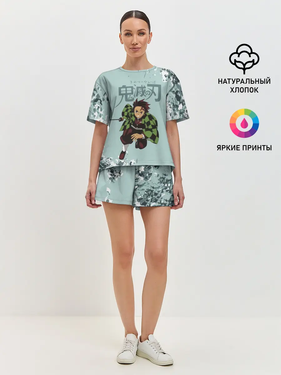 Женская пижама с шортами / Танджиро Камадо Kimetsu no Yaiba
