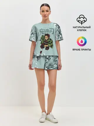 Женская пижама с шортами / Танджиро Камадо Kimetsu no Yaiba