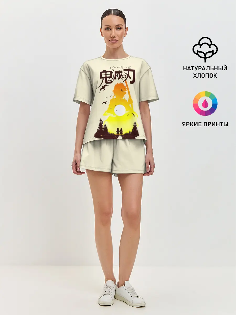 Женская пижама с шортами / Танджиро и Незуко Камадо | Kimetsu no Yaiba
