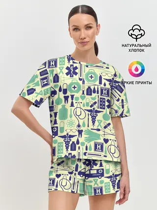 Женская пижама с шортами / Медицина | Паттерн