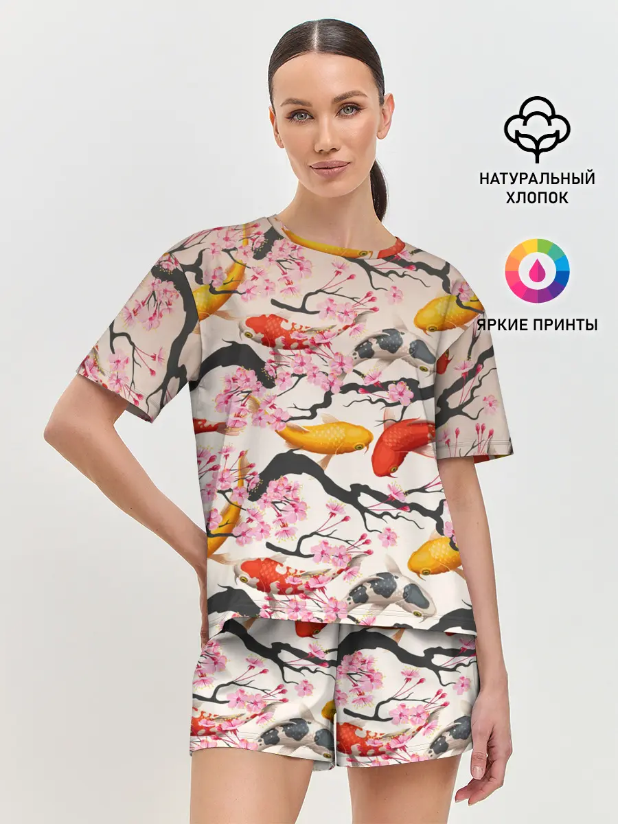 Женская пижама с шортами / Рыбы
