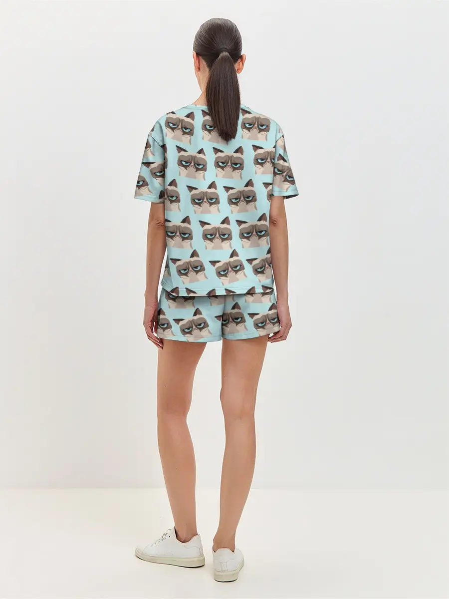 Женская пижама с шортами / Грустный котик