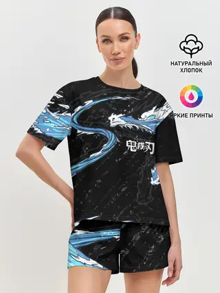 Женская пижама с шортами / Дыхание воды / Demon slayer
