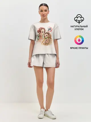 Женская пижама с шортами / Танджиро и Незуко Kimetsu no Yaiba