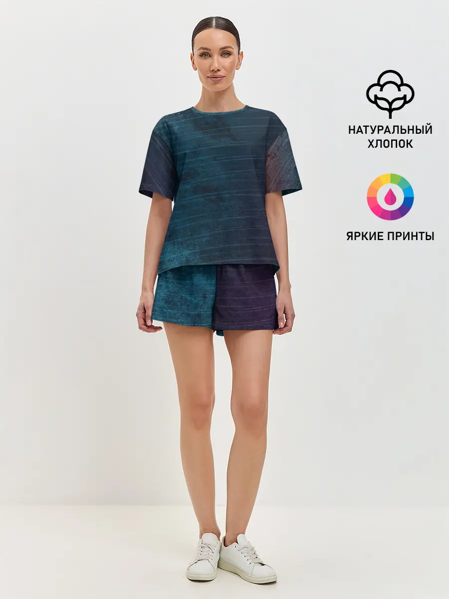 Женская пижама с шортами / Texture. Blue Ripples