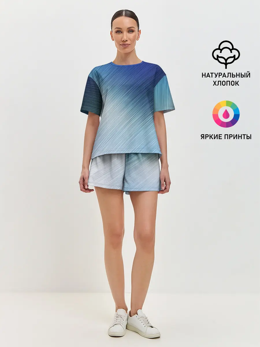 Женская пижама с шортами / Текстура. Оттенки льда