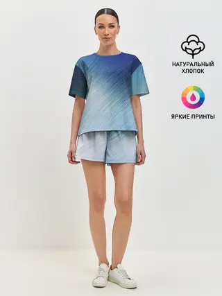 Женская пижама с шортами / Текстура. Оттенки льда