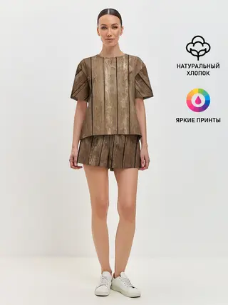 Женская пижама с шортами / Texture. Wood