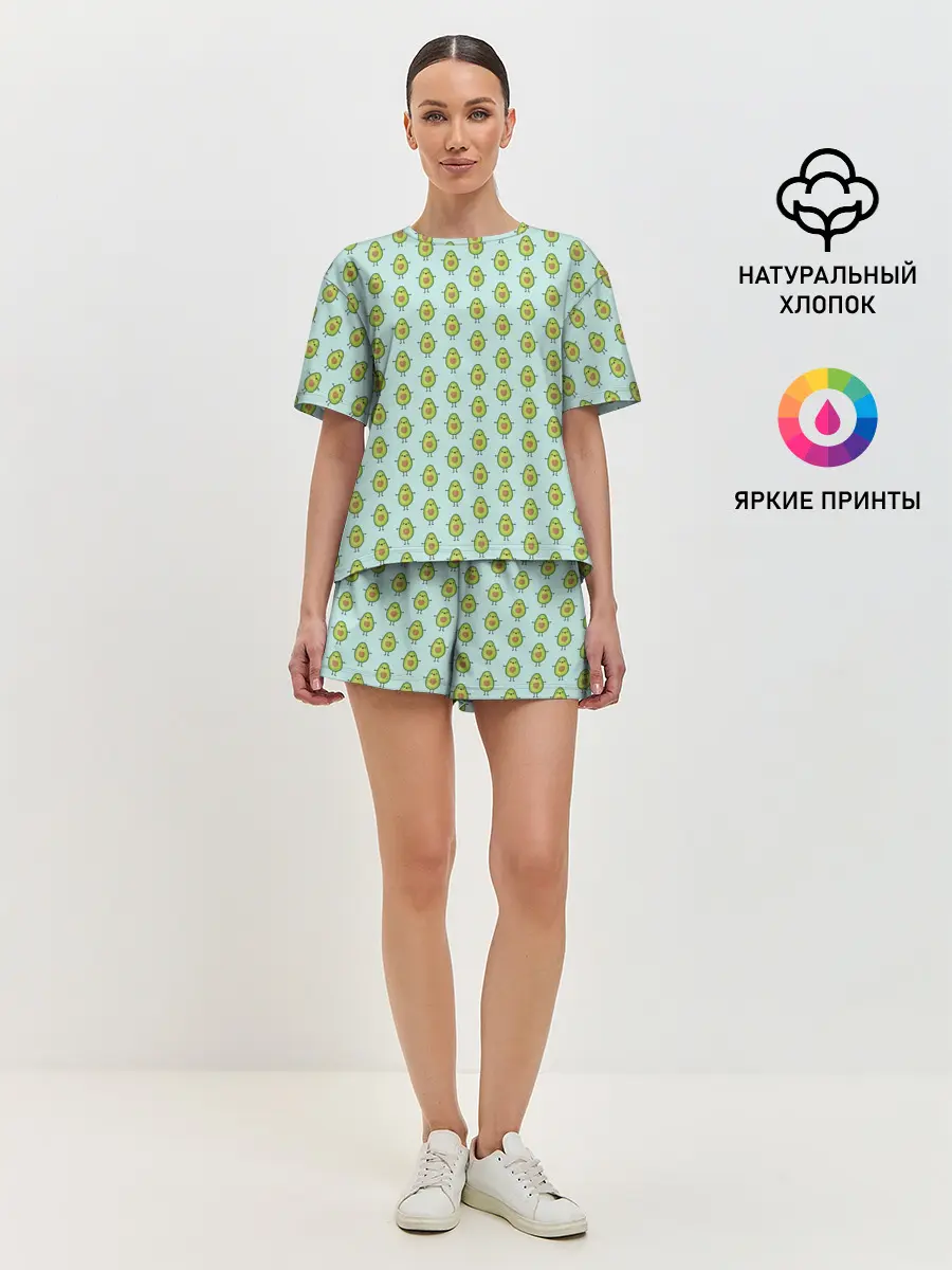 Женская пижама с шортами / Авокадики