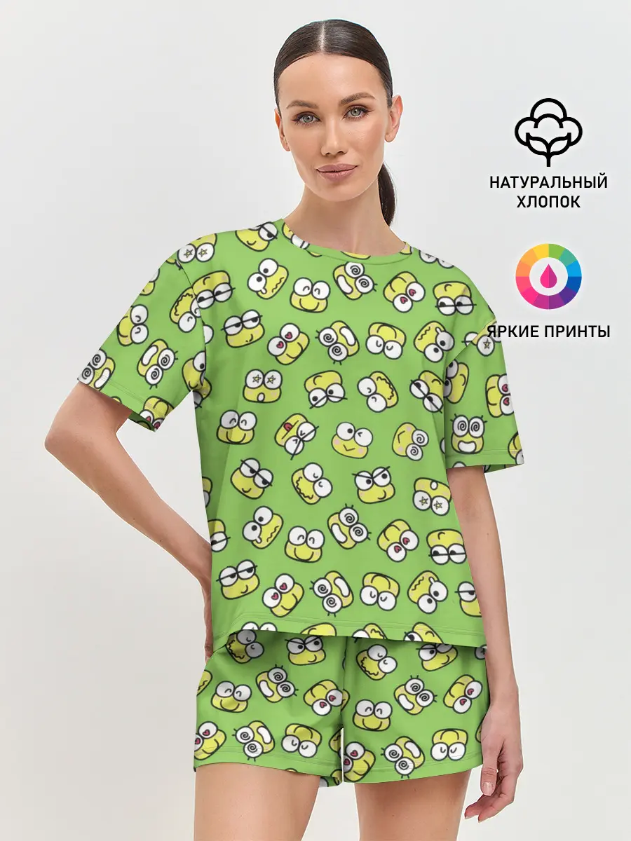 Женская пижама с шортами / Смайлы Лягушки