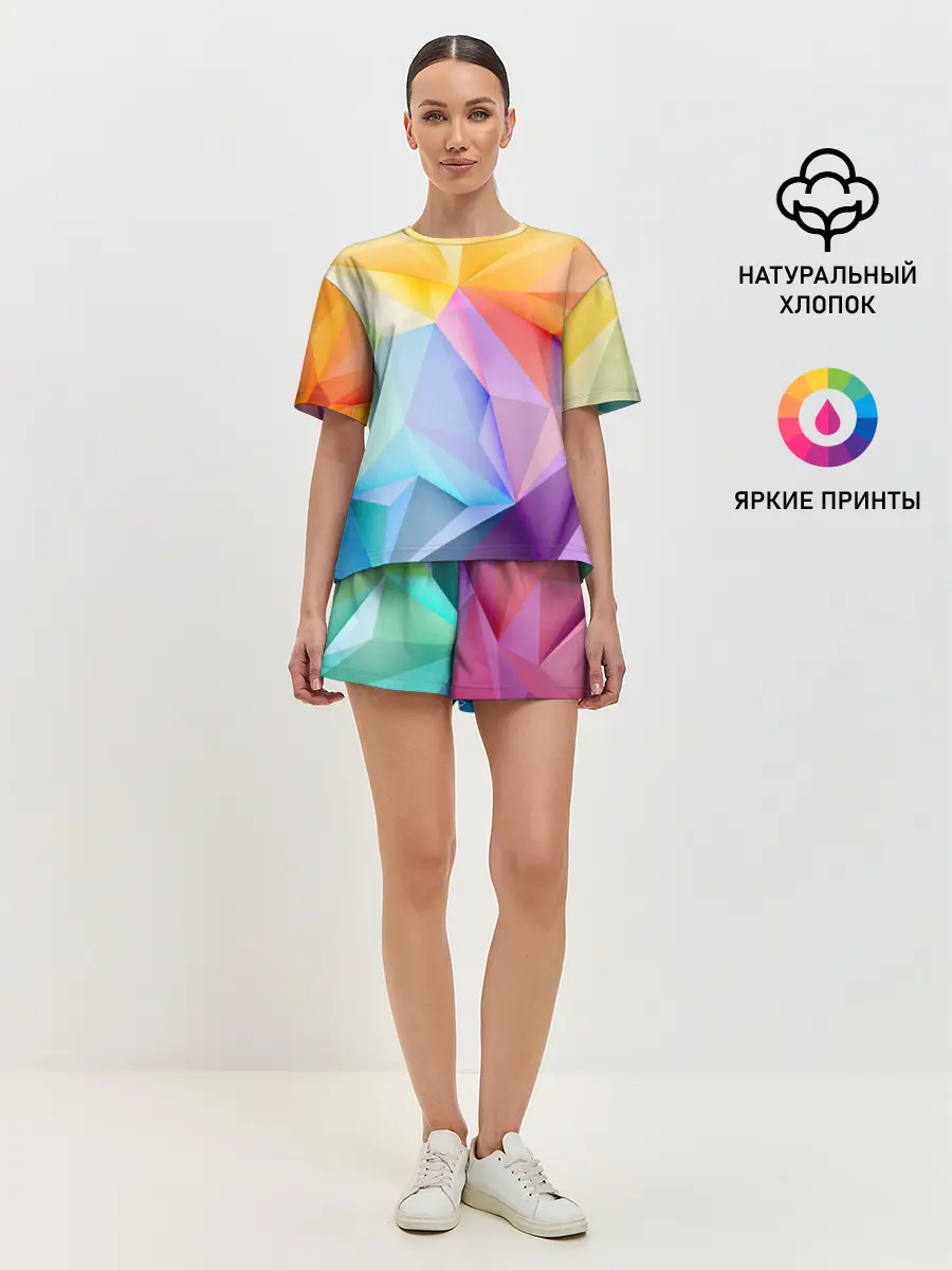 Женская пижама с шортами / Радужная геометрия