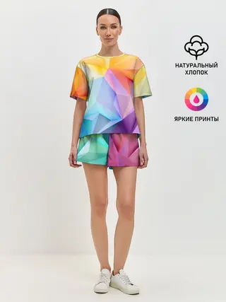 Женская пижама с шортами / Радужная геометрия