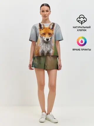 Женская пижама с шортами / рыжая лисица