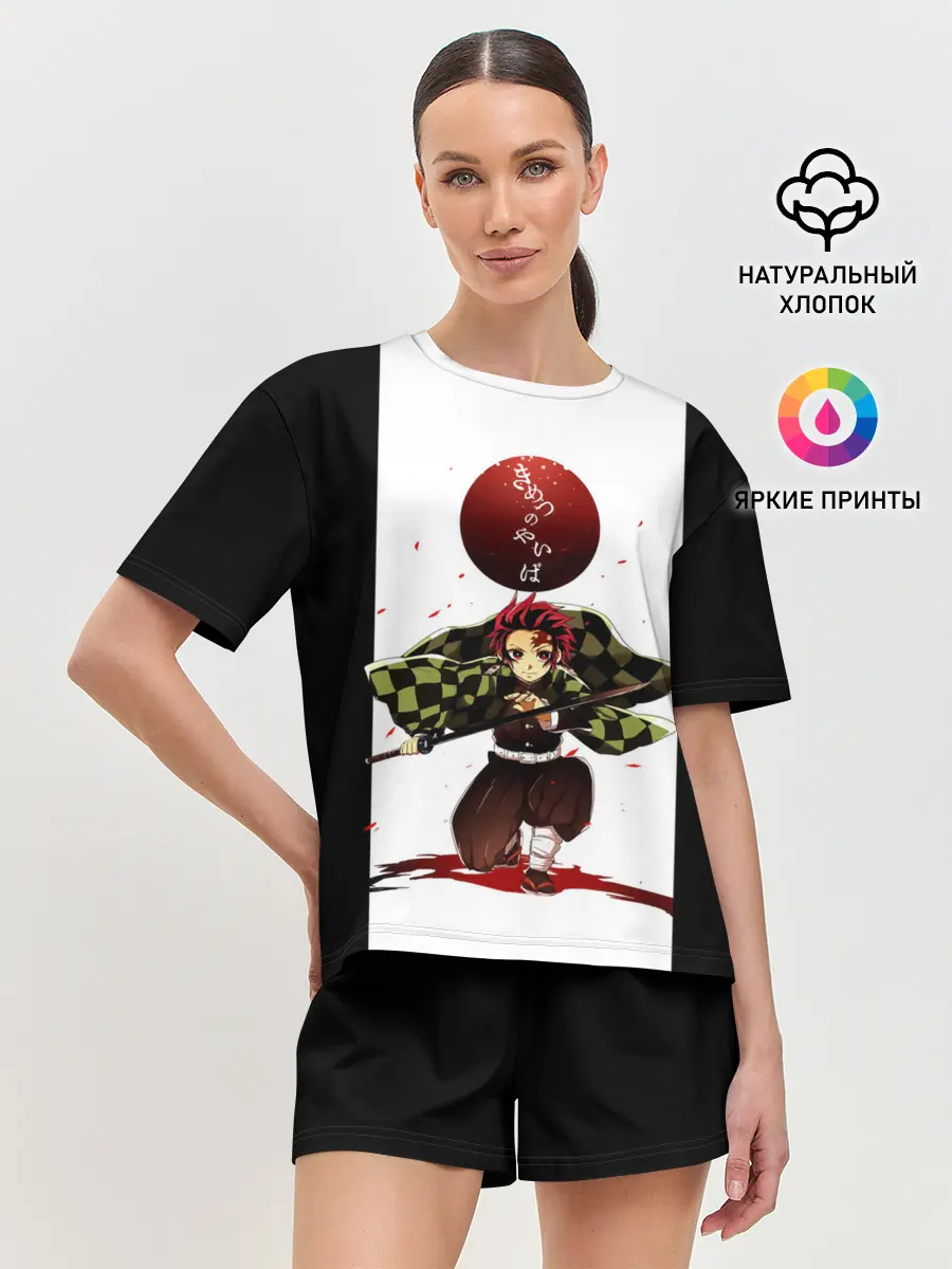 Женская пижама с шортами / Танджиро Камадо Kimetsu no Yaiba