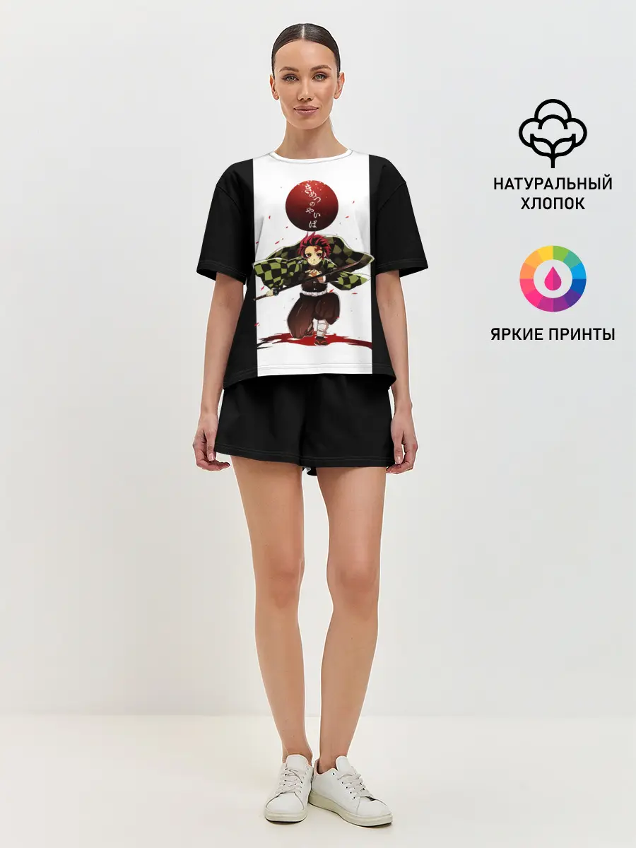 Женская пижама с шортами / Танджиро Камадо Kimetsu no Yaiba