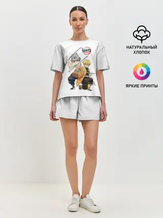 Женская пижама с шортами / Иноске и Зеницу Kimetsu no Yaiba