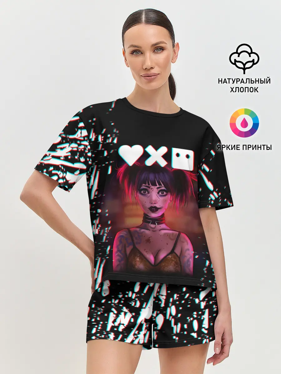 Женская пижама с шортами / Love, Death and Robots | Lora Glitch