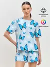 Женская пижама с шортами / Бабочки с Облаками