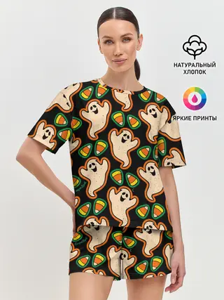 Женская пижама с шортами / Привидения | Колпаки