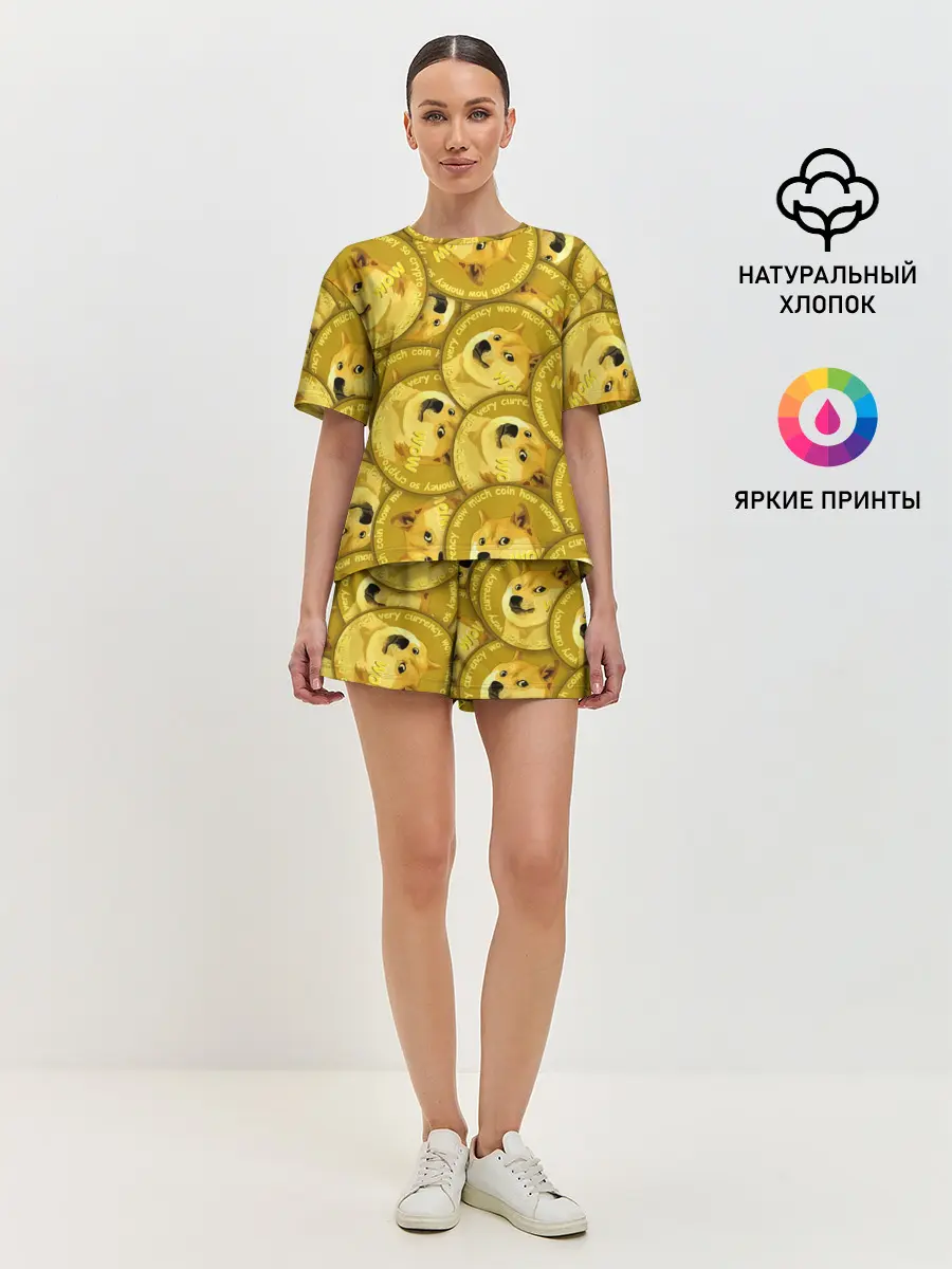Женская пижама с шортами / DOGECOIN / DOGE / ДОГИКОИН