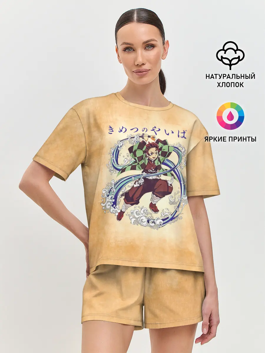 Женская пижама с шортами / Танджиро Камадо Kimetsu no Yaiba