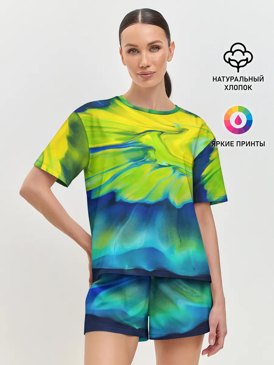 Женская пижама с шортами / Разводы яркой краски