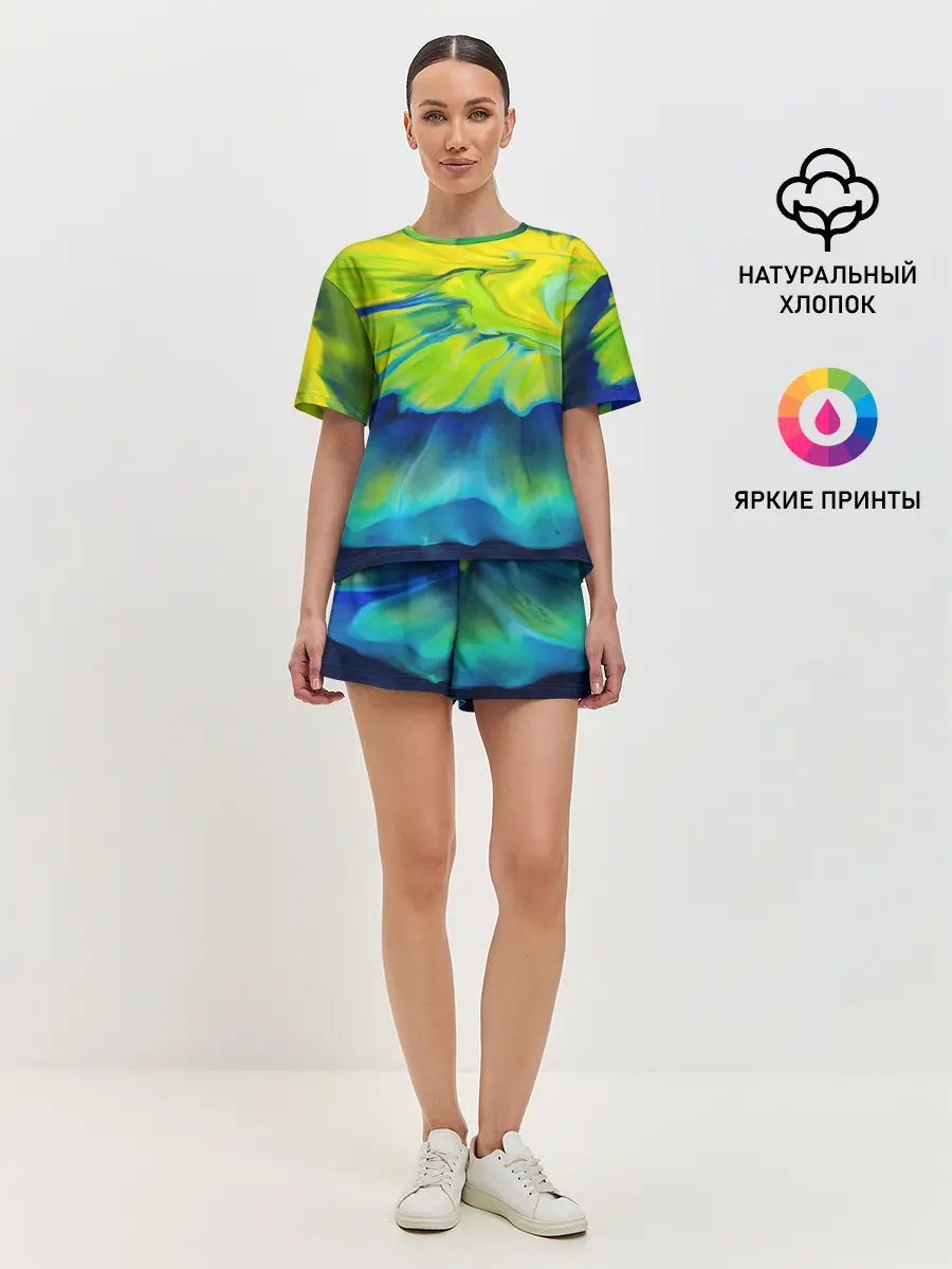 Женская пижама с шортами / Разводы яркой краски